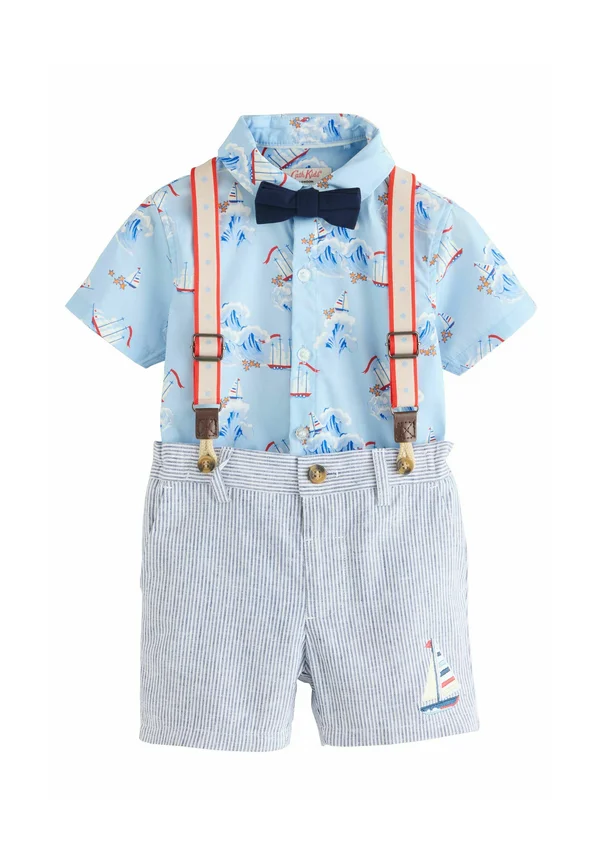 REGULAR FIT - BRACES BOW TIE SET - Hemd - blue/white ship all over printed