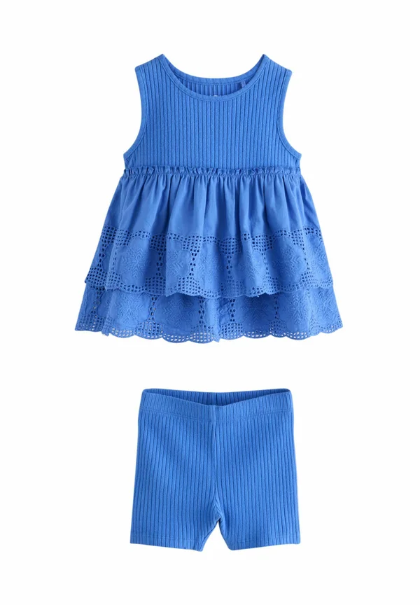 REGULAR FIT - BRODERIE AND CYCLE SET  - Jerseykleid - blue