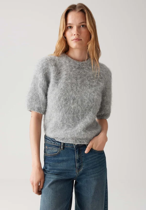 REGULAR FIT BRUSHED TEXTURE - Strickpullover - easy grey