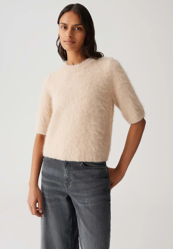REGULAR FIT BRUSHED TEXTURE - Strickpullover - macadamia