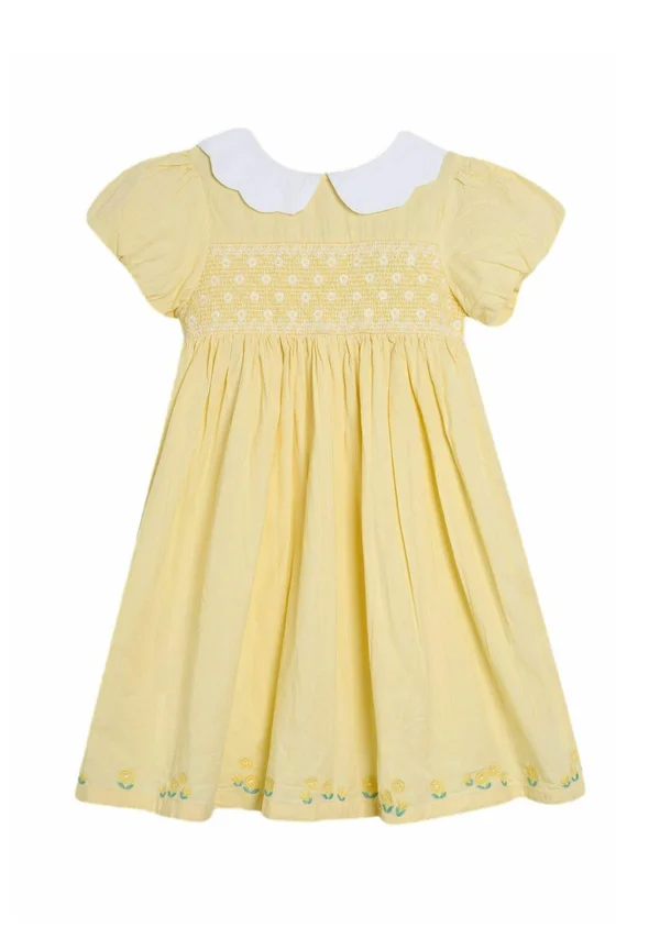 REGULAR FIT - BUD FLORAL EMBROIDERED SMOCKED - Freizeitkleid - yellow