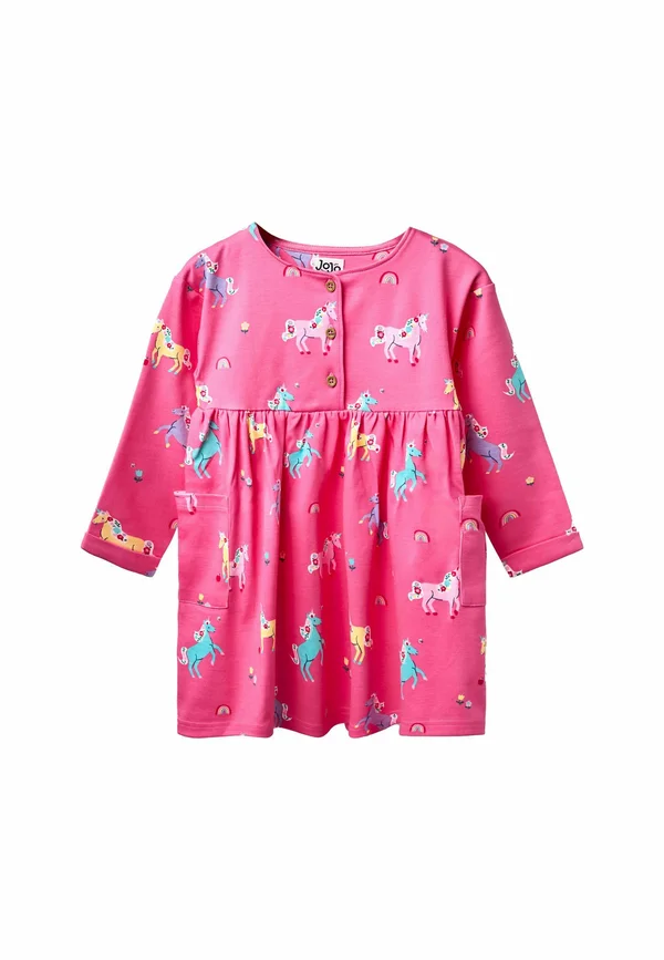 REGULAR FIT - BUTTON FRONT PRINTED PET IN POCKET - Jerseykleid - light pink