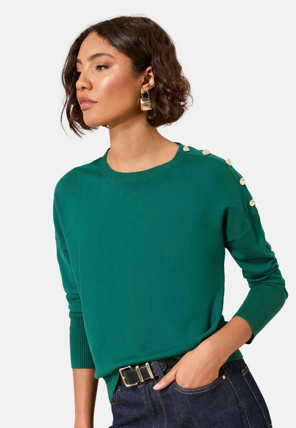 REGULAR FIT BUTTON SHOULDER  - Strickpullover - green