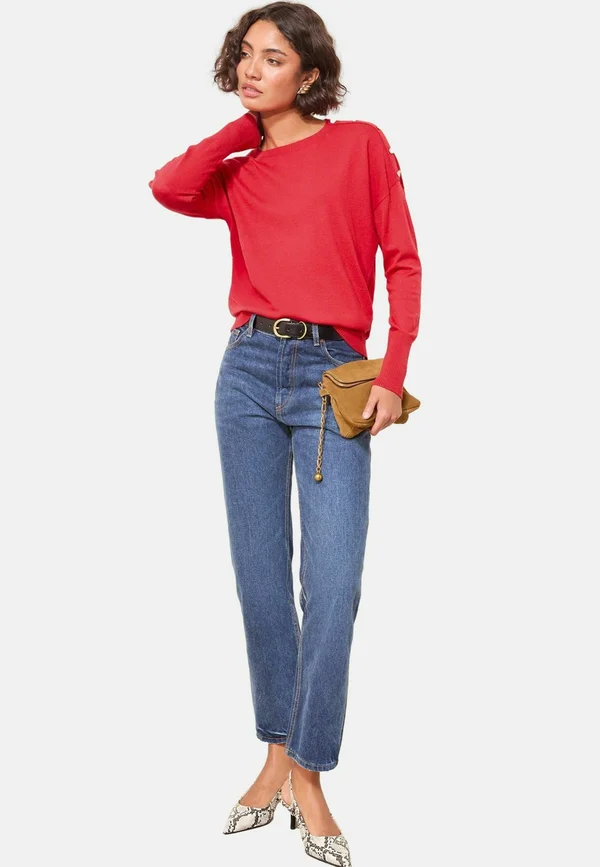 REGULAR FIT  BUTTON SHOULDER  - Strickpullover - red