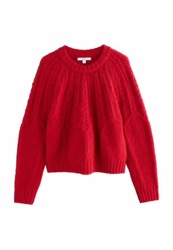 REGULAR FIT -  CABLE CREW NECK  - Strickpullover - cherry red