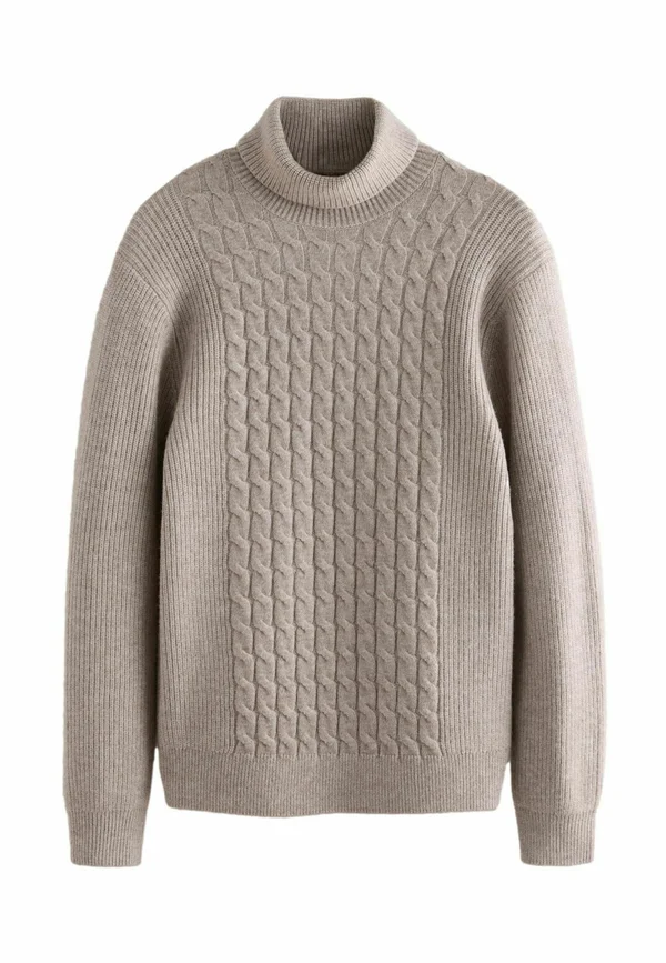 REGULAR FIT CABLE ROLL NECK  - Strickpullover - neutral