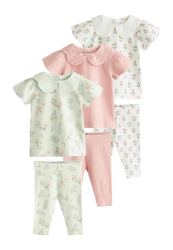 REGULAR FIT CHARACTER AND 6 PACK SET  - Leggings - Hosen - pink  sage green  white floral