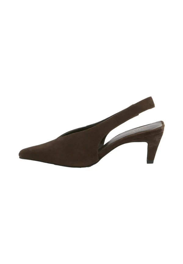 REGULAR FIT - CHISEL TOE SLINGBACK SMART KITTEN HEEL COUR . - Pumps - chocolate brown suede