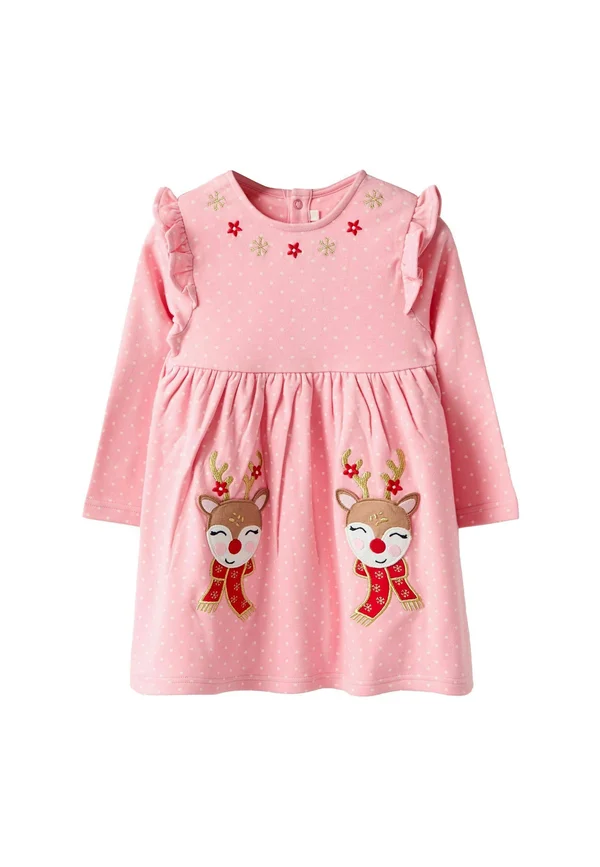 REGULAR FIT - CHRISTMAS SNAIL APPLIQ - Jerseykleid - pink