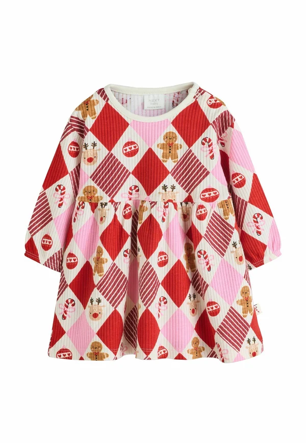 REGULAR FIT - CHRISTMAS  - Strickkleid - red pink harlequin character