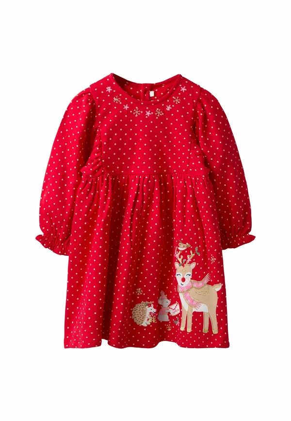 REGULAR FIT - CHRISTMAS YOKE APPLIQUÉ - Jerseykleid - red reindeer