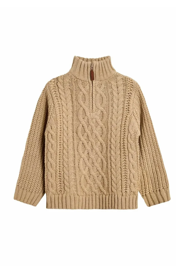 REGULAR FIT - CHUNKY CABLE HALF ZIP - Strickpullover - natural