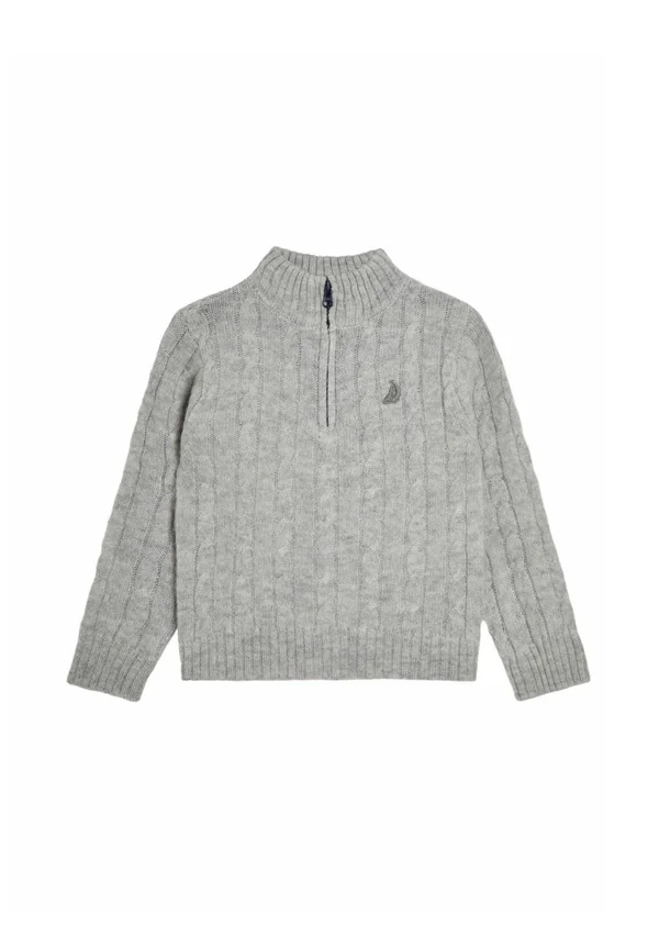 REGULAR FIT - CLASSIC CABLE HALF ZIP - Strickpullover - grey