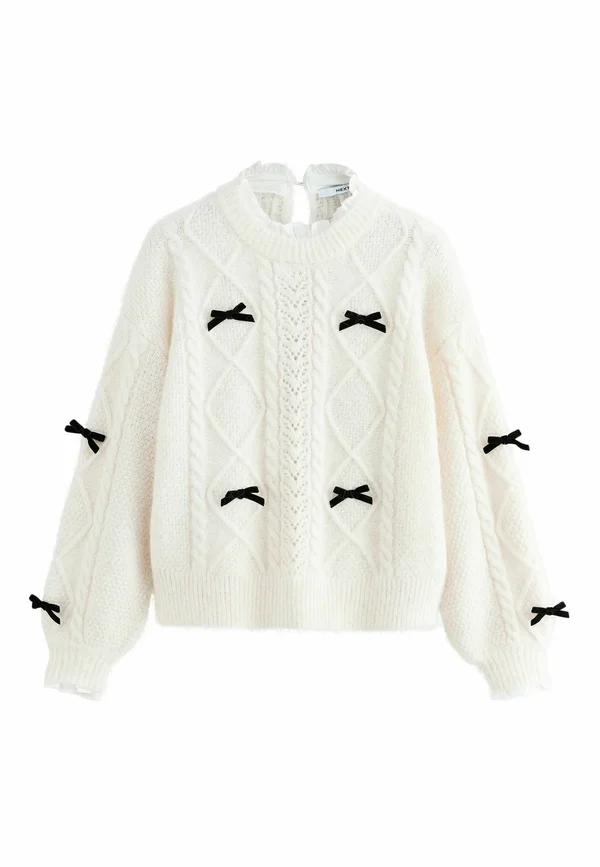 REGULAR FIT - COLLAR LAYER BOW  - Strickpullover - ecru