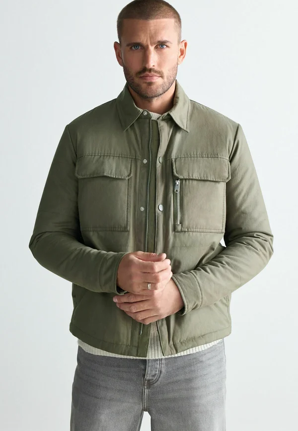 REGULAR FIT -COLLARED SHACKET - Übergangsjacke - khaki green