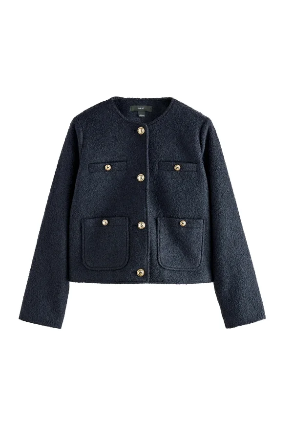 REGULAR FIT - COLLARLES THROUGH  - Strickjacke - navy