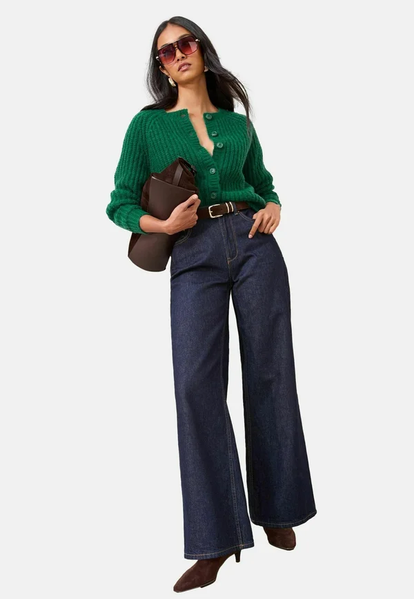 REGULAR FIT - CREW NECK CABLE  - Strickjacke - green