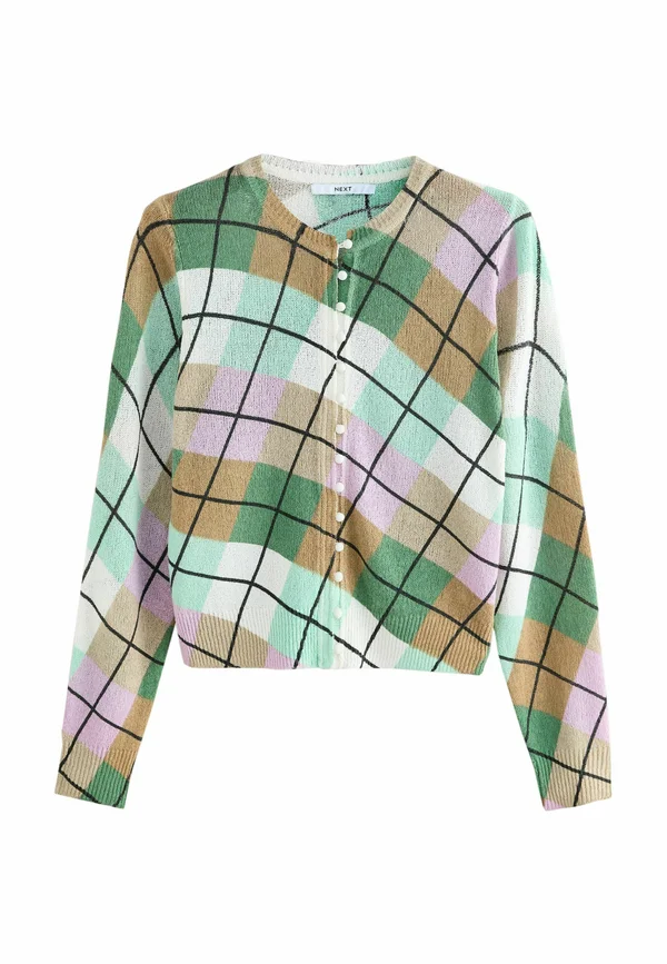 REGULAR FIT -  CREW NECK - Strickjacke - green argyle check