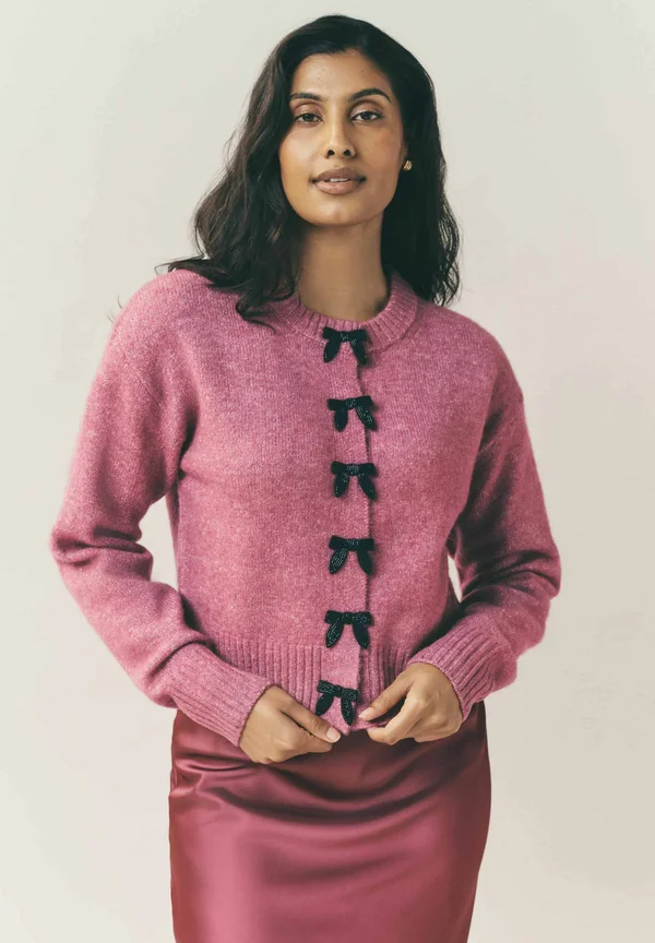 REGULAR FIT - CREW NECK  - Strickjacke - pink bows