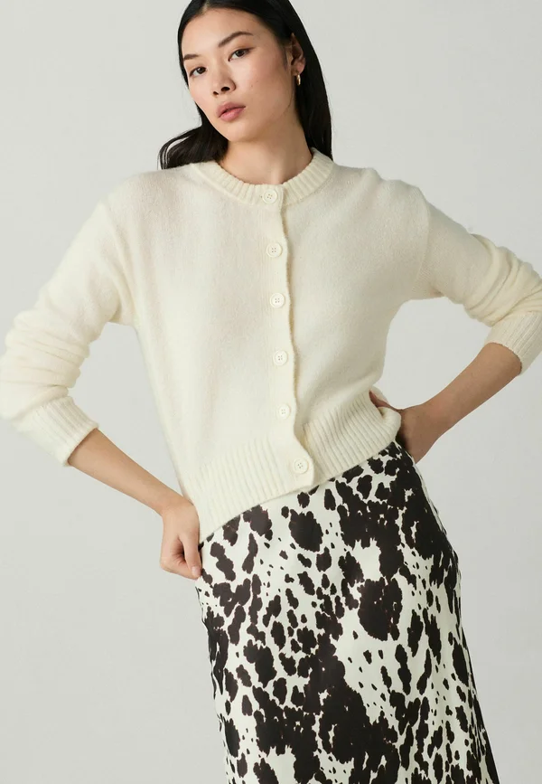 REGULAR FIT - CREW NECK  - Strickjacke - white ecru