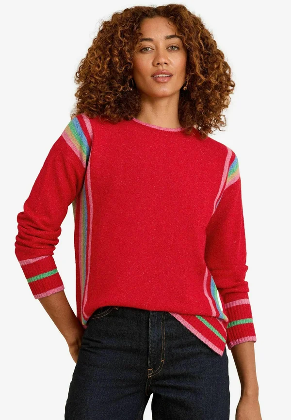 REGULAR FIT  CREW NECK  - Strickpullover - red rainbow side stripe