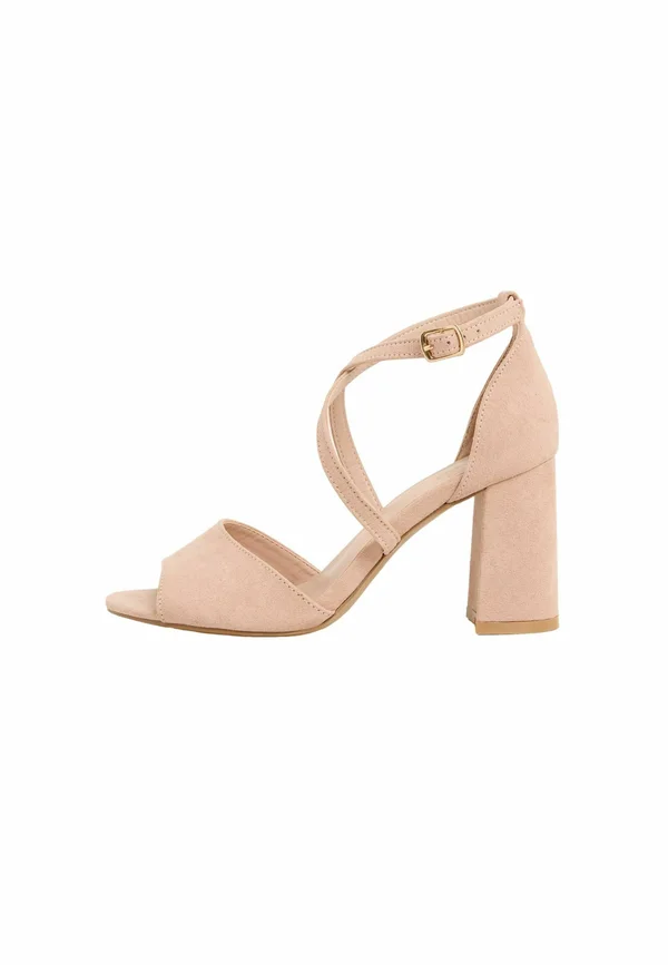 REGULAR FIT - CROSS MID BLOCK - Riemensandalette - nude