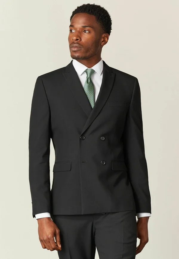 REGULAR FIT DOUBLE BREASTED - Anzugsakko - black