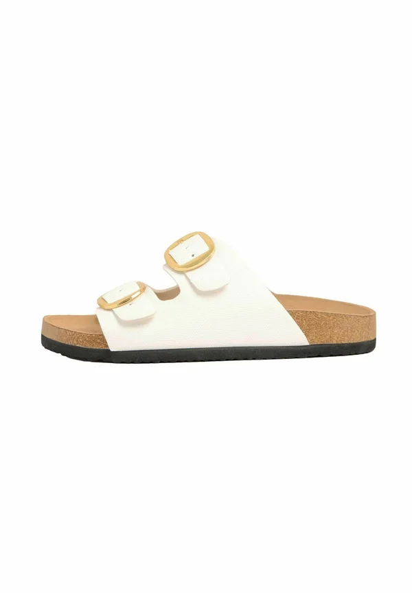 REGULAR FIT-DOUBLE BUCKLE COMFORT  - Pantolette flach - white