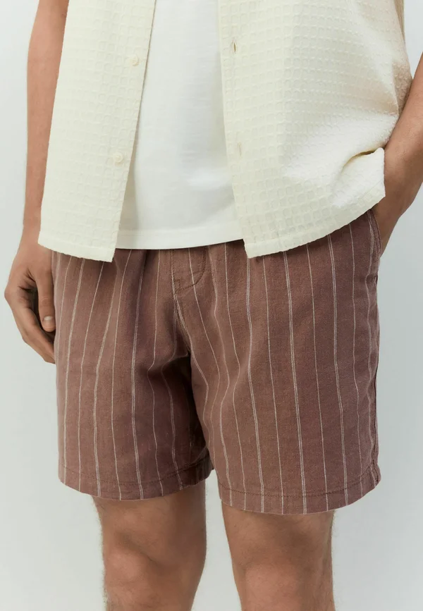 REGULAR FIT - DRAWSTRING WAIST STRIPE - Shorts - brown