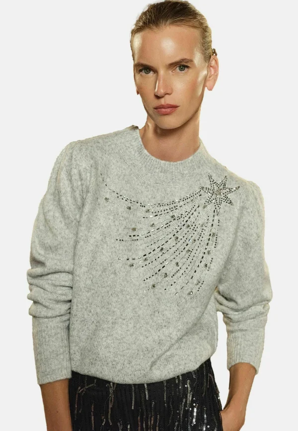 REGULAR FIT - EMBELLISHED COSY - Strickpullover - grey star