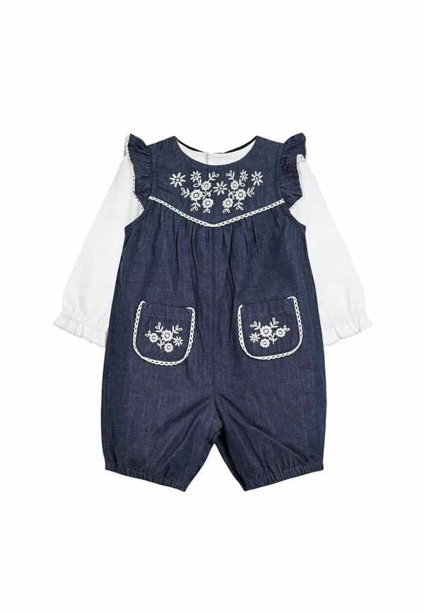 REGULAR FIT EMBROIDERED CHAMBRAY  SET   - Latzhose - denim blue