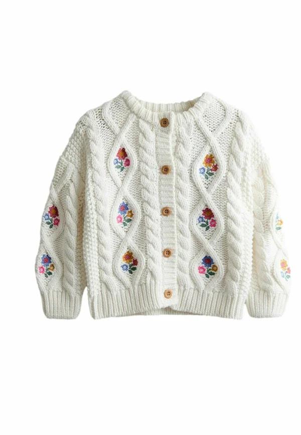 REGULAR FIT - EMBROIDERED CHUNKY  - Strickpullover - cream