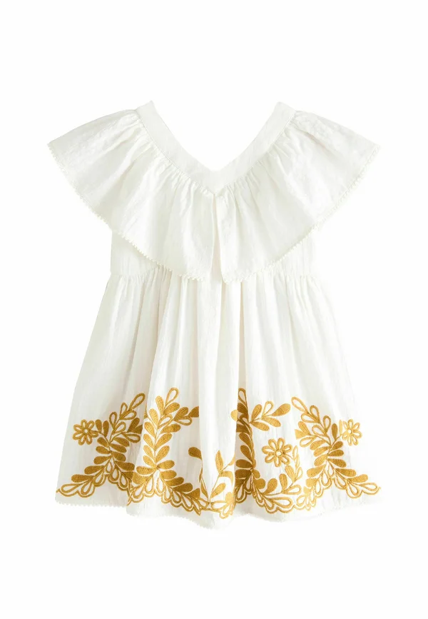 REGULAR FIT - EMBROIDERED - Freizeitkleid - ecru