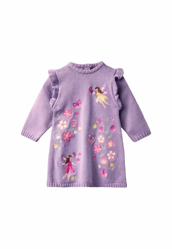 REGULAR FIT - EMBROIDERED FRILL  - Strickkleid - lilac