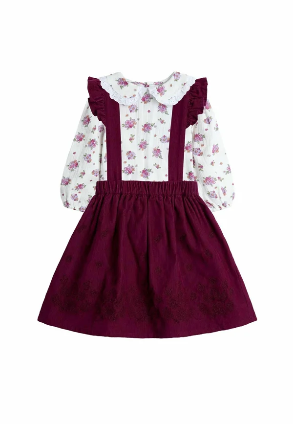 REGULAR FIT EMBROIDERED SET   - A-Linien-Rock - burgundy