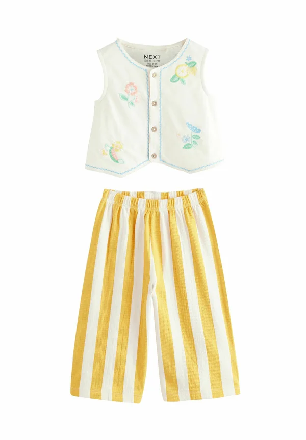 REGULAR FIT - EMBROIDERED SET - Stoffhose - white flowers