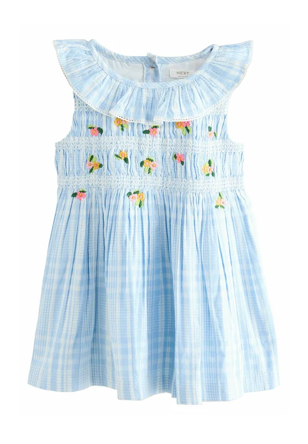 REGULAR FIT - EMBROIDERED SHIRRED COLLAR - Freizeitkleid - blue