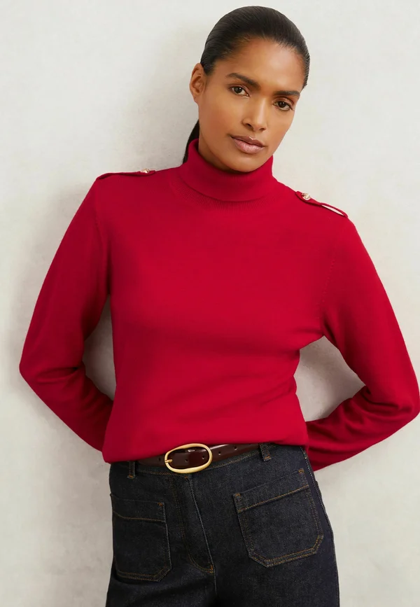REGULAR FIT EPAULETTE ROLL-NECK - Strickpullover - red
