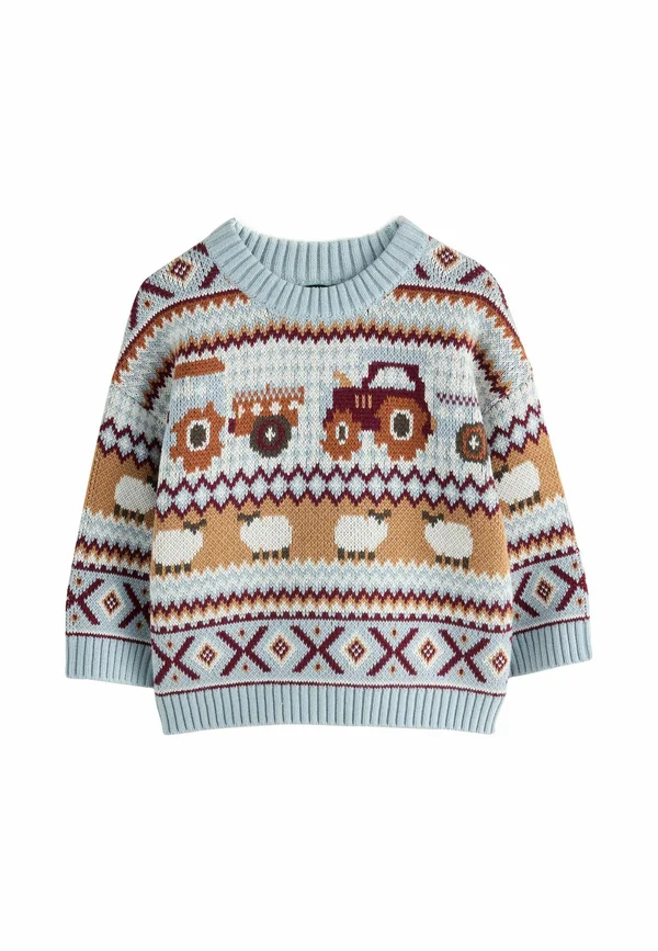 REGULAR FIT - FAIRISLE CREW NECK - Strickpullover - light blue