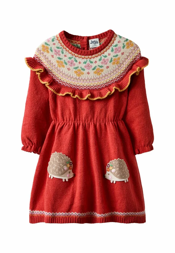 REGULAR FIT - FAIRISLE - Strickkleid - orange rust hedgehog