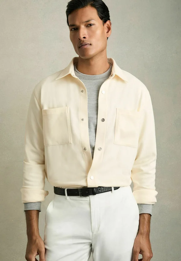 REGULAR FIT - FITZROY BRUSHED PRESS-STUD - Leichte Jacke - off white