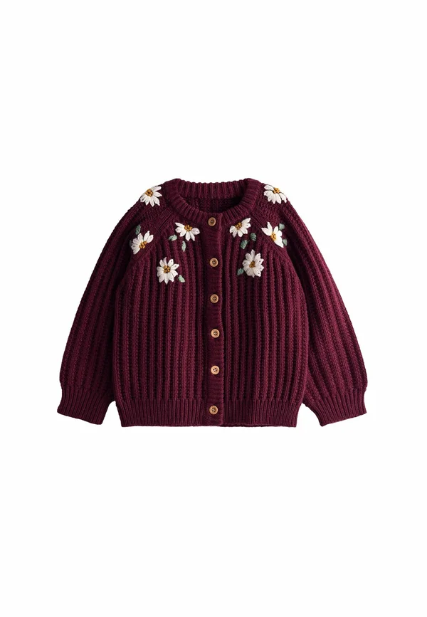 REGULAR FIT - FLORAL EMBROIDERED TEXTURED  - Strickjacke - red