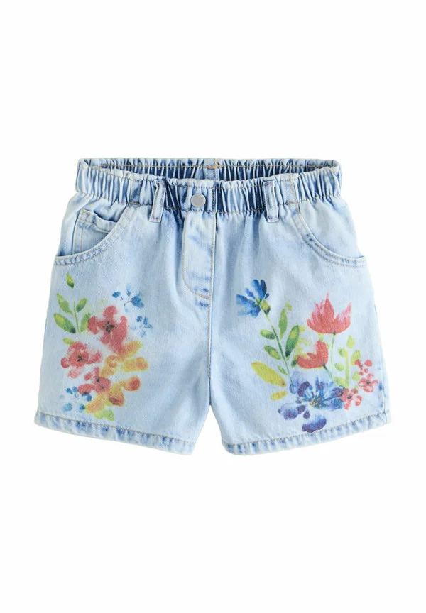 REGULAR FIT - FLOWER PRINTED - Jeans Shorts - denim