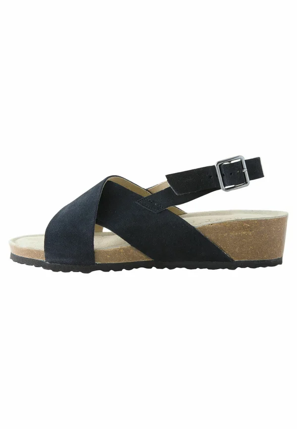 REGULAR FIT - FOREVER COMFOR CROSS - Keilsandalette - navy blue suede