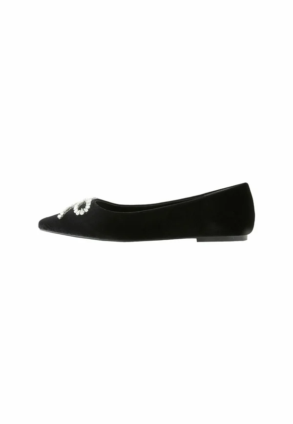 REGULAR FIT - FOREVER COMFORT POINTED TOE JEWELLED BOW  - Klassischer Ballerina - black satin