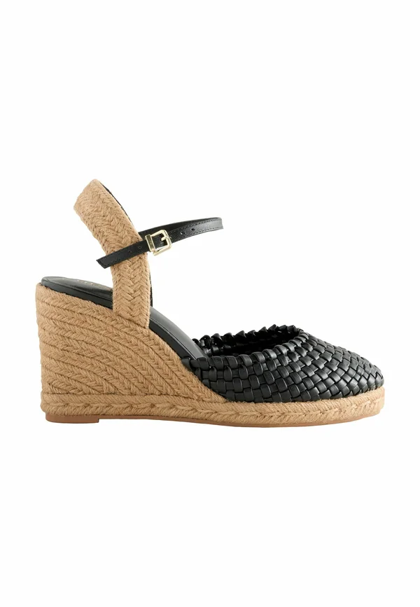 REGULAR FIT - FOREVER COMFORT ROUND TOE WEAVE DETAIL - Keilsandalette - black