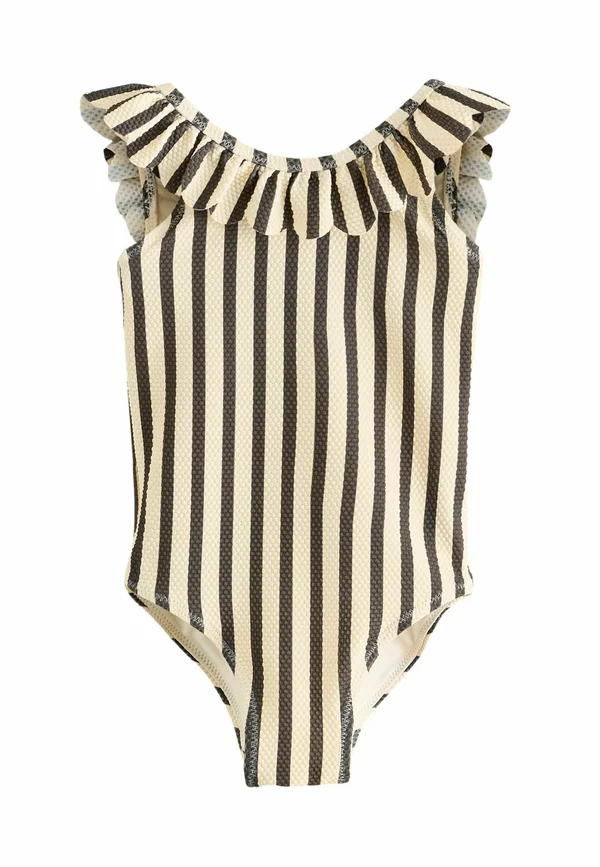 REGULAR FIT - FRILL NECK  - Badeanzug - black white stripe