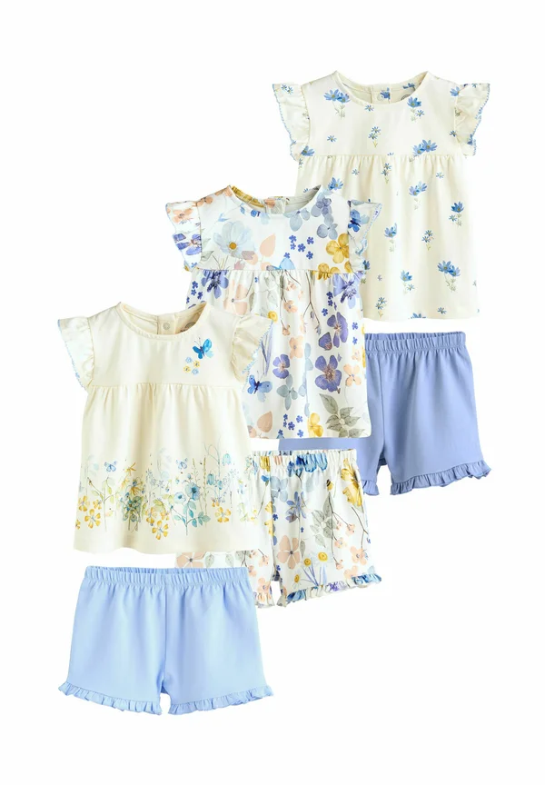 REGULAR FIT FRILL  SET 6 PIECE  - T-Shirt print - blue floral and white