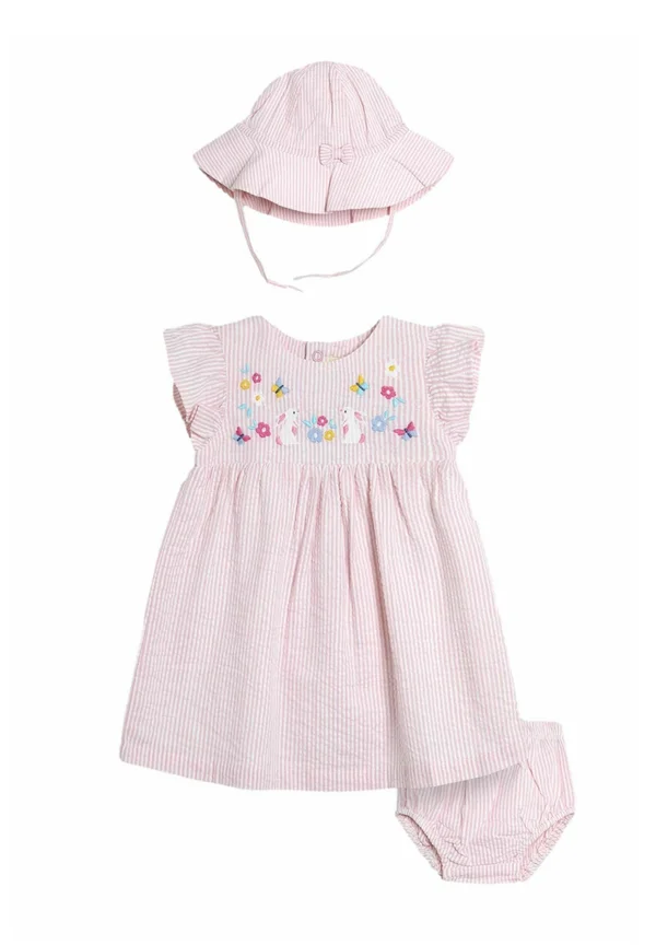 REGULAR FIT - FRILL SHOULDER KNICKER SET 3 PIECE - Hut - pink bunny embroidered