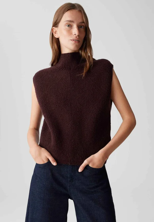 REGULAR FIT FUNNEL NECK - Strickpullover - dark grape